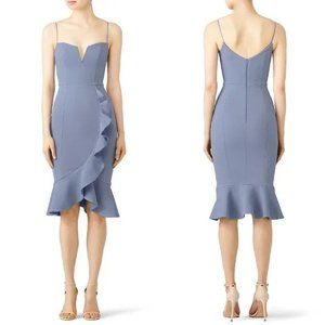 Nicholas Dusty Blue Bandage Frill Wrap Dress
